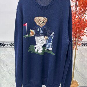Polo by Ralph Lauren Navy Sweaterwith Bear Golf Design